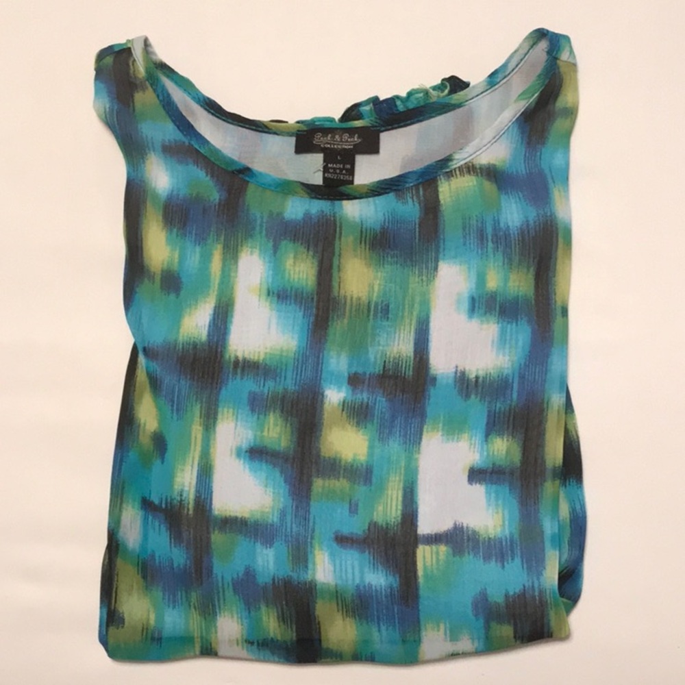 NWT Peck & Peck Multi Color Convertible Long or Roll-Up Sleeve Top
